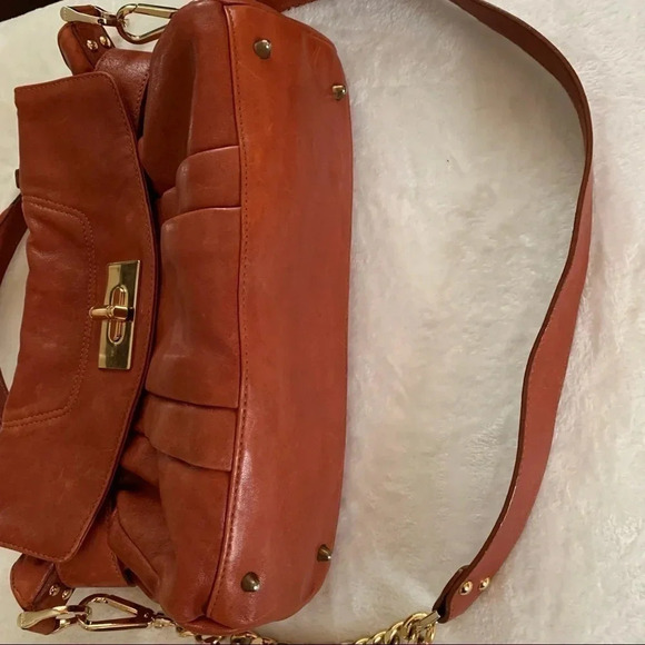 Be & D Maggie Sienna Leather Satchel Crossbody Handbag - Picture 10 of 12